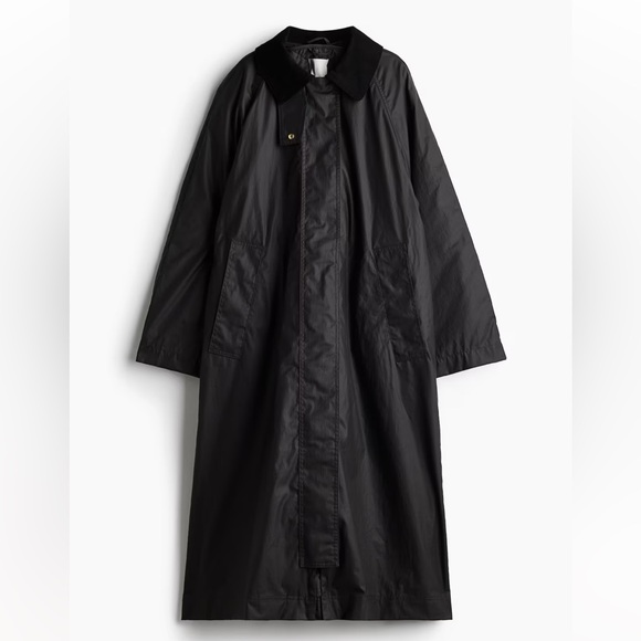 H&M Jackets & Blazers - H&M Black waxed cotton Trench Coat